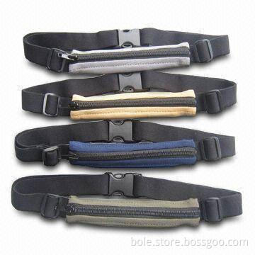 Waist Bags in Jersey Fabric and Elastic Belt, Light Weight, Suitable for Gym and Hiking, Hidden Po